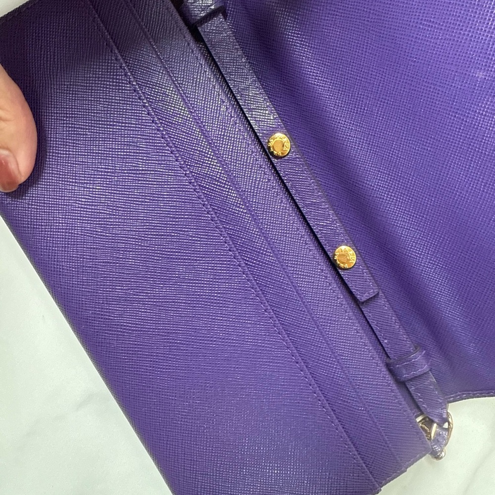SOLD! Prada Purple Saffiano Chain Crossbody Wallet - Picture 3 of 3